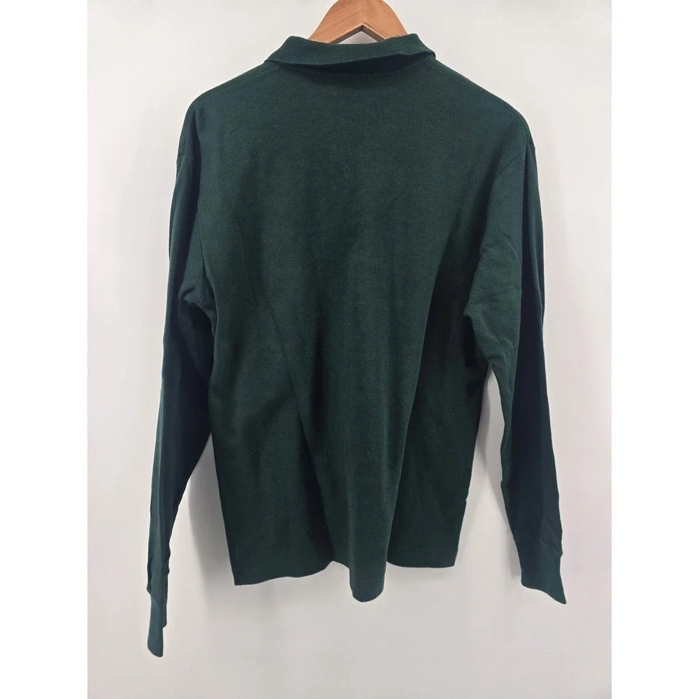 Ralph Lauren Polo Shirt Mens Medium Polo Equestrian Green Long Sleeve Pocket EUC